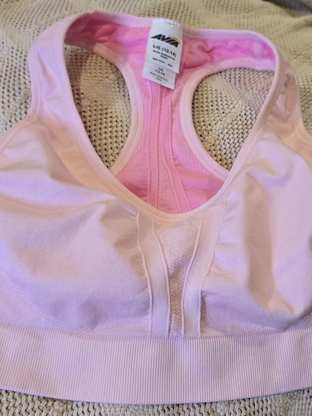 Avia Light Pink Racerback Support Sports Bra